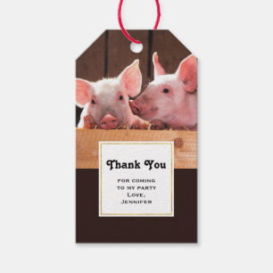 Étiquettes-cadeau Cute rose Piglets Merci photo animal