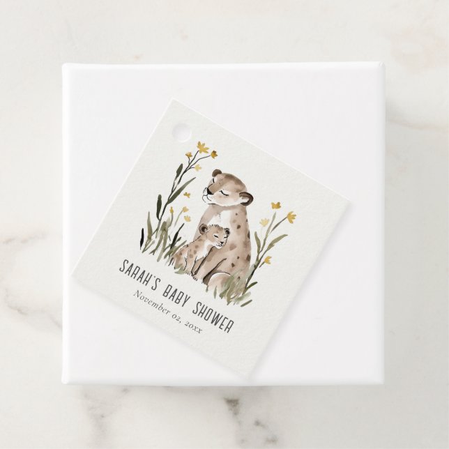 Étiquettes Cadeau Cute Rustic Mum and Baby Tiger Foliage Baby Shower (En situation)