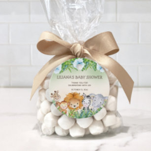 Étiquettes Cadeau Cute Safari Jungle Animaux Baby shower Garçon