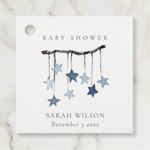 Étiquettes Cadeau Cute Simple Aqua Blue Star Mobile Blue Boy Baby