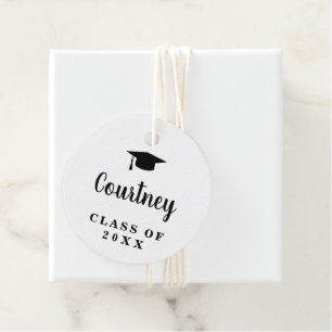 Étiquettes Cadeau Cute Simple Mortier Carte Moderne Graduation