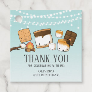 Étiquettes Cadeau Cute S'mores Plus Smore Anniversaire Merci Bleu