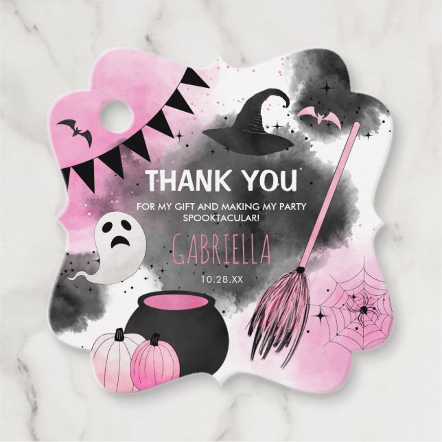 Étiquettes Cadeau Cute Spooktacular Halloween Anniversaire Merci (Devant)