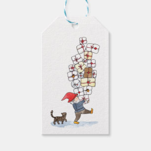 Étiquettes-cadeau Cute suédoise Tomten Noël Aquarelle