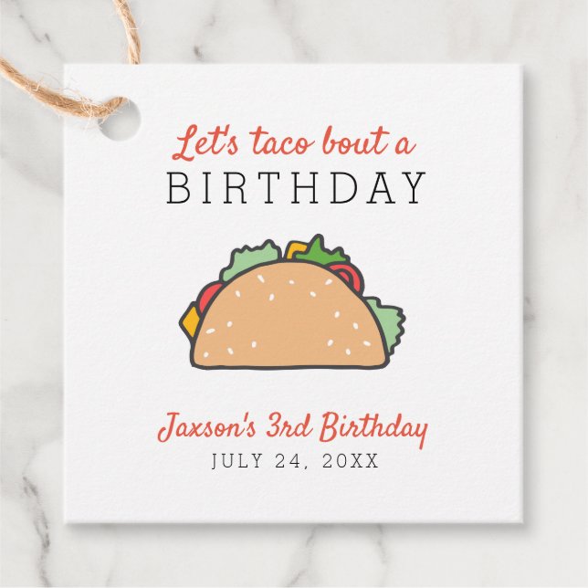 Étiquettes Cadeau Cute Taco Bout A Birthday Mexican Fiesta (Devant)