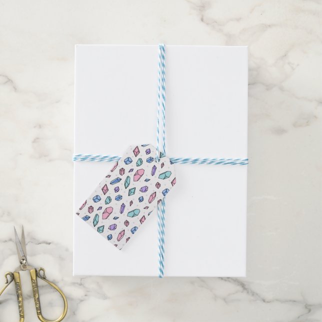 Étiquettes-cadeau Cute tendance Pastel Gemstones Gems Crystal Motif (Avec de laficelle)