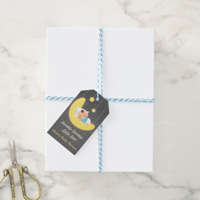 Étiquettes-cadeau Cute Twinkle Twinkle Little Star Baby shower (Avec de laficelle)