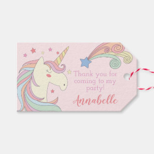 Étiquettes-cadeau Cute Unicorn Anniversaire Merci