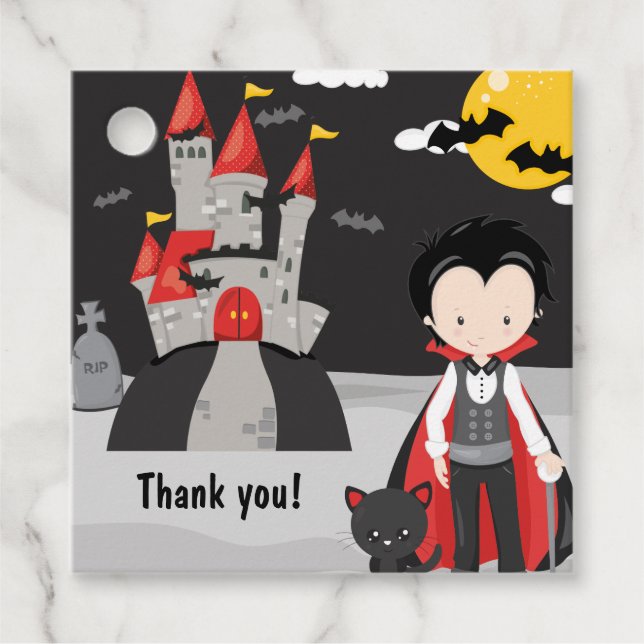 Étiquettes Cadeau Cute Vampire Garçon Halloween Enfants Anniversaire (Devant)