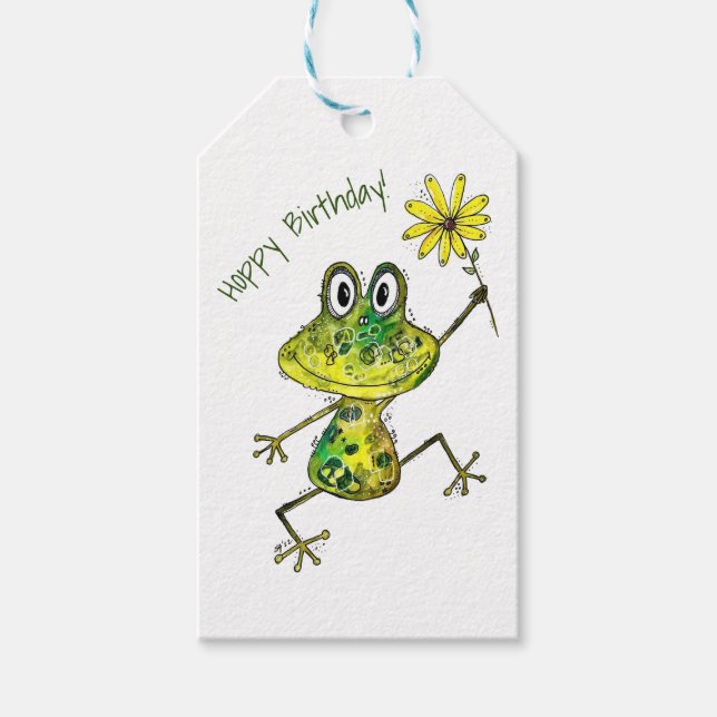 Étiquettes-cadeau Cute Whimsical Happy Frog (Devant)