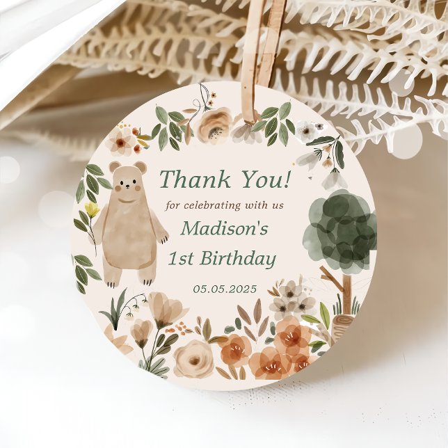 Étiquettes Cadeau Cute Woodland Animaux 1er anniversaire (Créateur téléchargé)