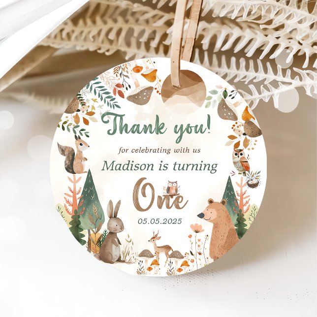 Étiquettes Cadeau Cute Woodland Animaux 1er anniversaire (Créateur téléchargé)