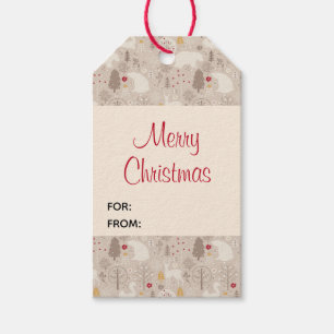 Étiquettes-cadeau Cute Woodland Animaux Motif de Noël