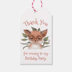 Étiquettes-cadeau Cute Woodland Fox Anniversaire Merci