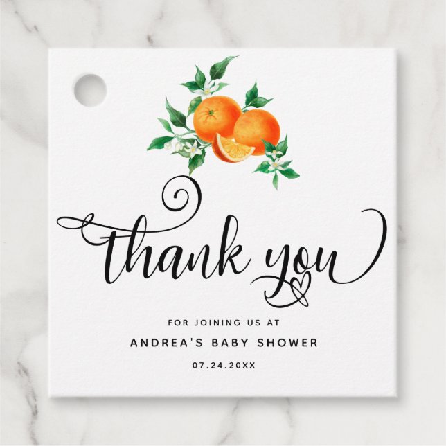 Étiquettes Cadeau Cutie | Orange Merci  (Devant)