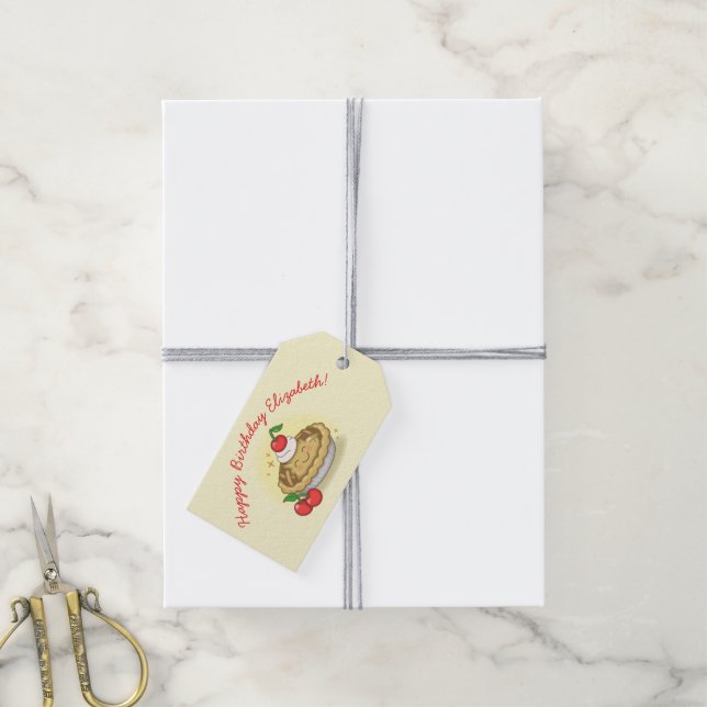 Étiquettes-cadeau Cutie Pie Anniversaire Fête Enfants Cherry (Avec de la ficelle)