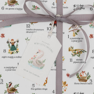 Étiquettes-cadeau Cygnes 12 Jours de Noël