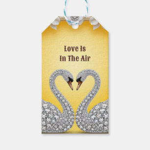 Étiquettes-cadeau Cygnes Cristal Diamant Scène Romantique et Chaude