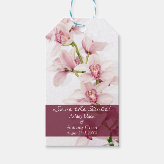 Étiquettes-cadeau Cymbidium rose Orchid photo mariage Enregistrer la (Devant)