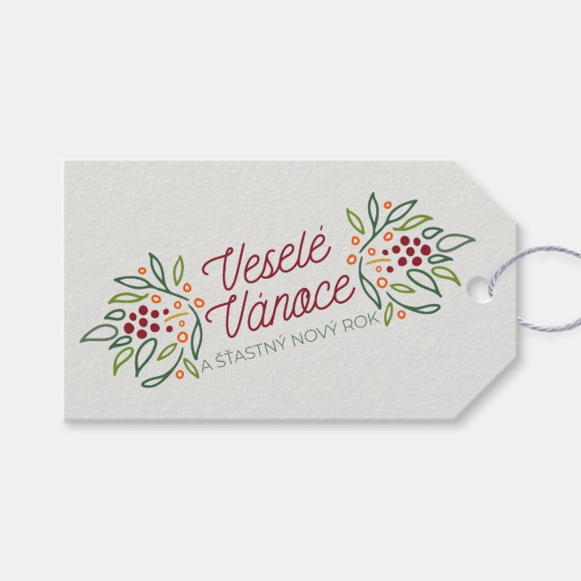 Étiquettes-cadeau Czech Language Merry Christmas & New Year  (Devant (Horizontal))