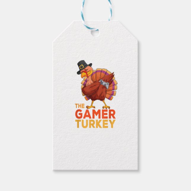 Étiquettes-cadeau Dabbing Turquie Joueur Thanksgiving Jeu Enfants ga (Devant)