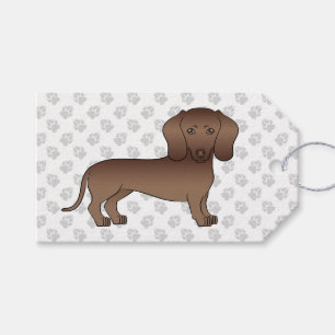 Étiquettes-cadeau Dachshund à poil court au chocolat Chien de dessin