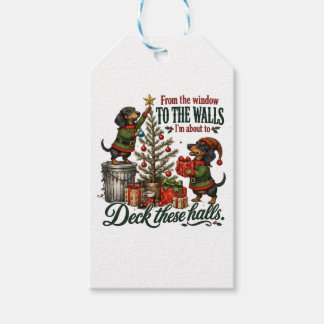 Étiquettes-cadeau Dachshund de Noël drôle