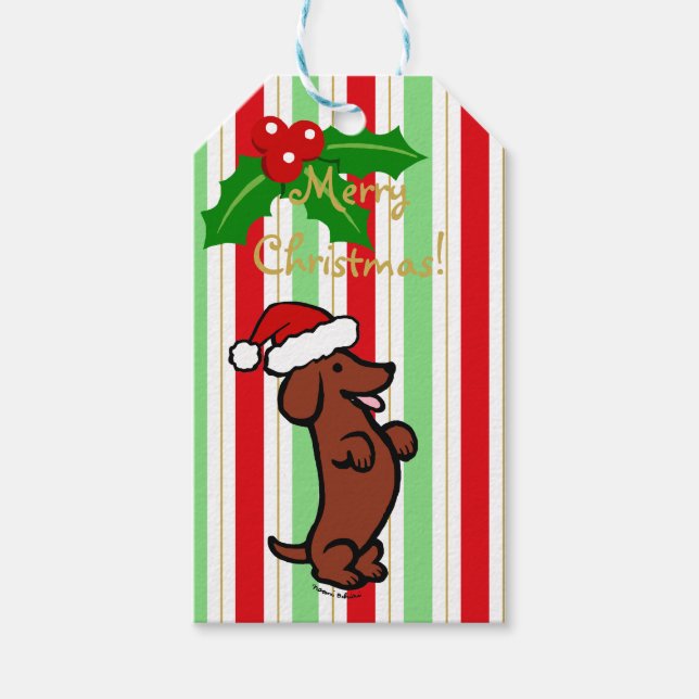 Étiquettes-cadeau Dachshund Noël Santa Hat (Devant)
