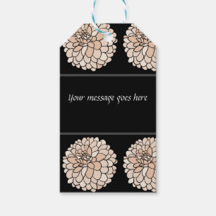 Étiquettes-cadeau Dahlias rose sur le tag cadeau arrière - plan noir