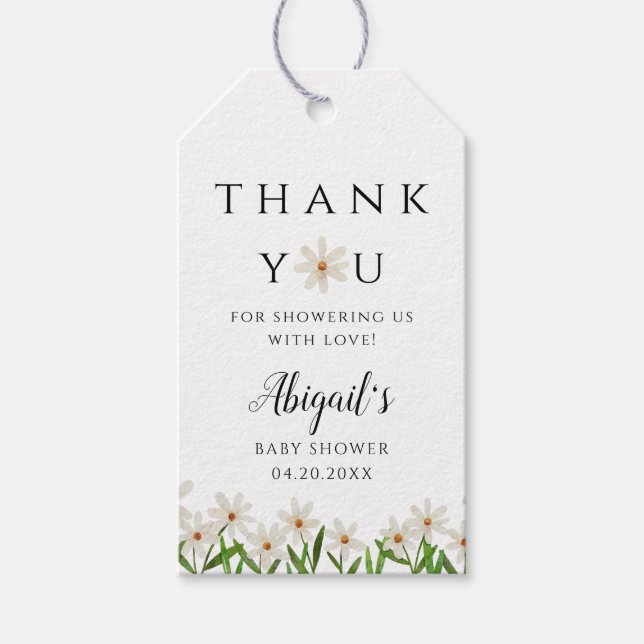 Étiquettes-cadeau Daisy Baby shower Favoriser (Devant)