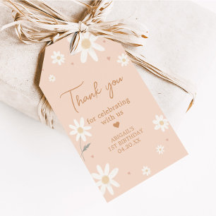 Étiquettes-cadeau Daisy Miss Onederful Photo Anniversaire Favoriser