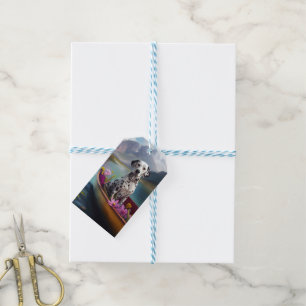 Étiquettes-cadeau Dalmatien sur une pagaie : Une aventure pittoresqu