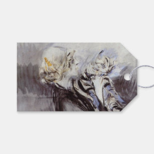 Étiquettes-cadeau Dame avec un chat gris (par Giovanni Boldini)