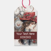 Dame en rouge Valentine Kiss steampunk aquarelle