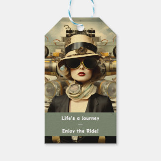 Étiquettes-cadeau Dame Steampunk La vie est un voyage — Profitez de