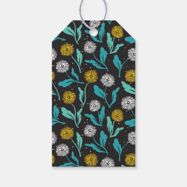 Étiquettes-cadeau Dandelion de printemps Fleurs et design Feuille (Devant)