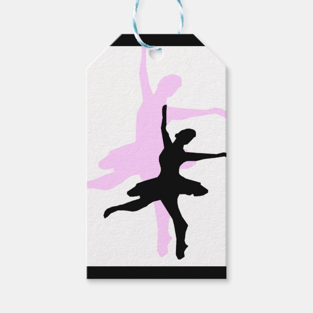 Étiquettes-cadeau Danse de Ballerine Rose & Noir (Devant)
