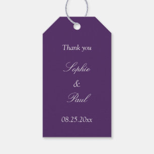 Étiquettes-cadeau Dark Purple Wedple Favor Merci Tags cadeaux