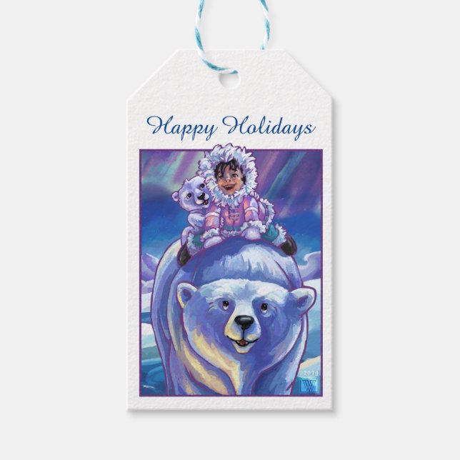 Étiquettes Cadeau d'art de l'ours polaire (Devant)