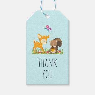 Étiquettes-cadeau De jolies créations forestières du Merci caricatur