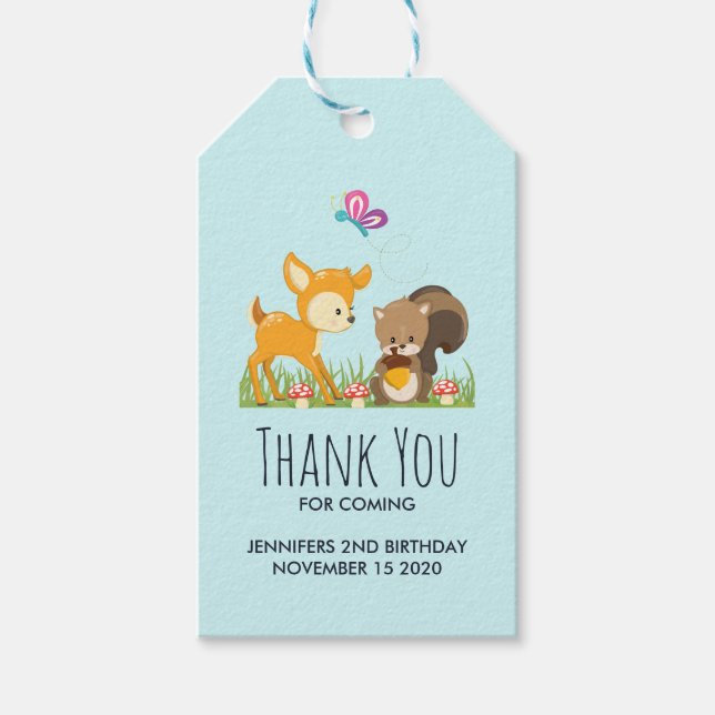 Étiquettes-cadeau De jolies créations forestières du Merci caricatur (Devant)