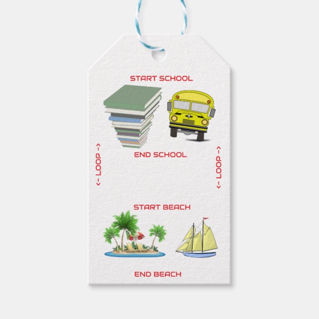 Étiquettes-cadeau De l'école à la plage (Devant)