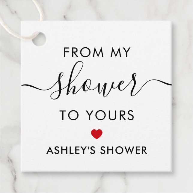 Étiquettes Cadeau De Ma Douche À La Vôtre, Robe De Mariée Rouge (Devant)