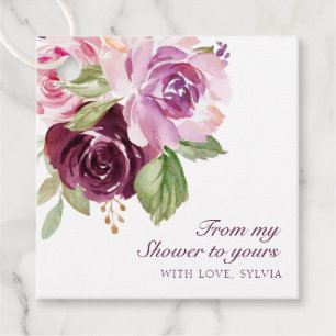 Étiquettes Cadeau De Ma Douche À Votre Fête des mariées Plum Floral