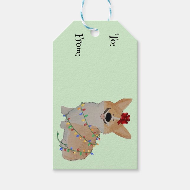 Étiquettes Cadeau de Noël de Corgi (Devant)
