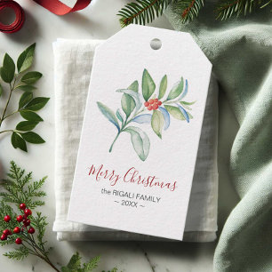 Étiquettes Cadeau de Noël Elégante aquarelle simpl