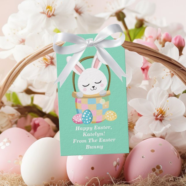 Étiquettes-cadeau De Pâques Bunny Cute Pastel Green Kids Cadeau (Créateur téléchargé)