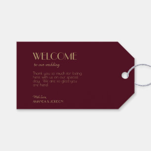 Étiquettes-cadeau Déco type or Burgundy Mariage Tags cadeaux