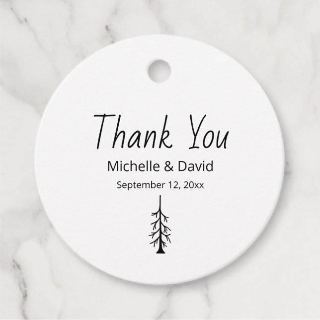 Étiquettes Cadeau Décontracté moderne  simple  Mariage Merci (Devant)