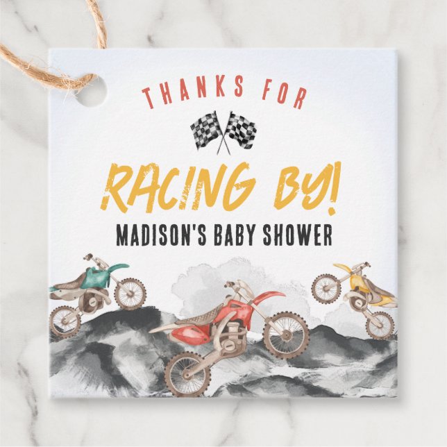 Étiquettes Cadeau Décor Baby shower moto-jupe (Devant)